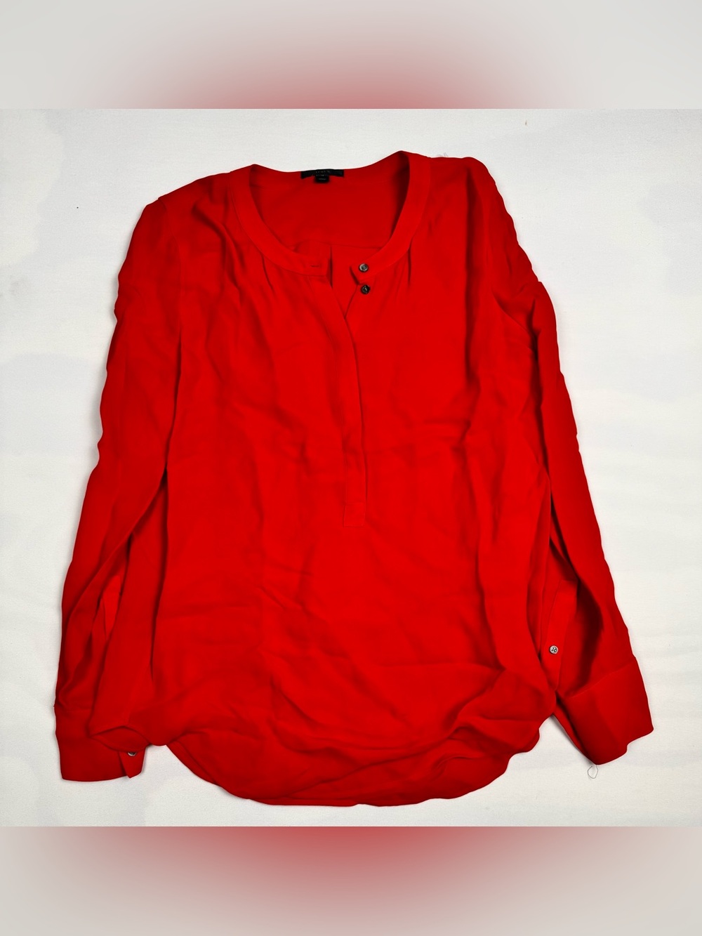 J. Crew Long Sleeved Half Button Up Blouse Red Women’s 10